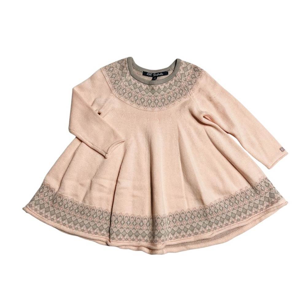 Lili‎ Gaufrette Beautiful Pink and Gray little girls Knit Dress